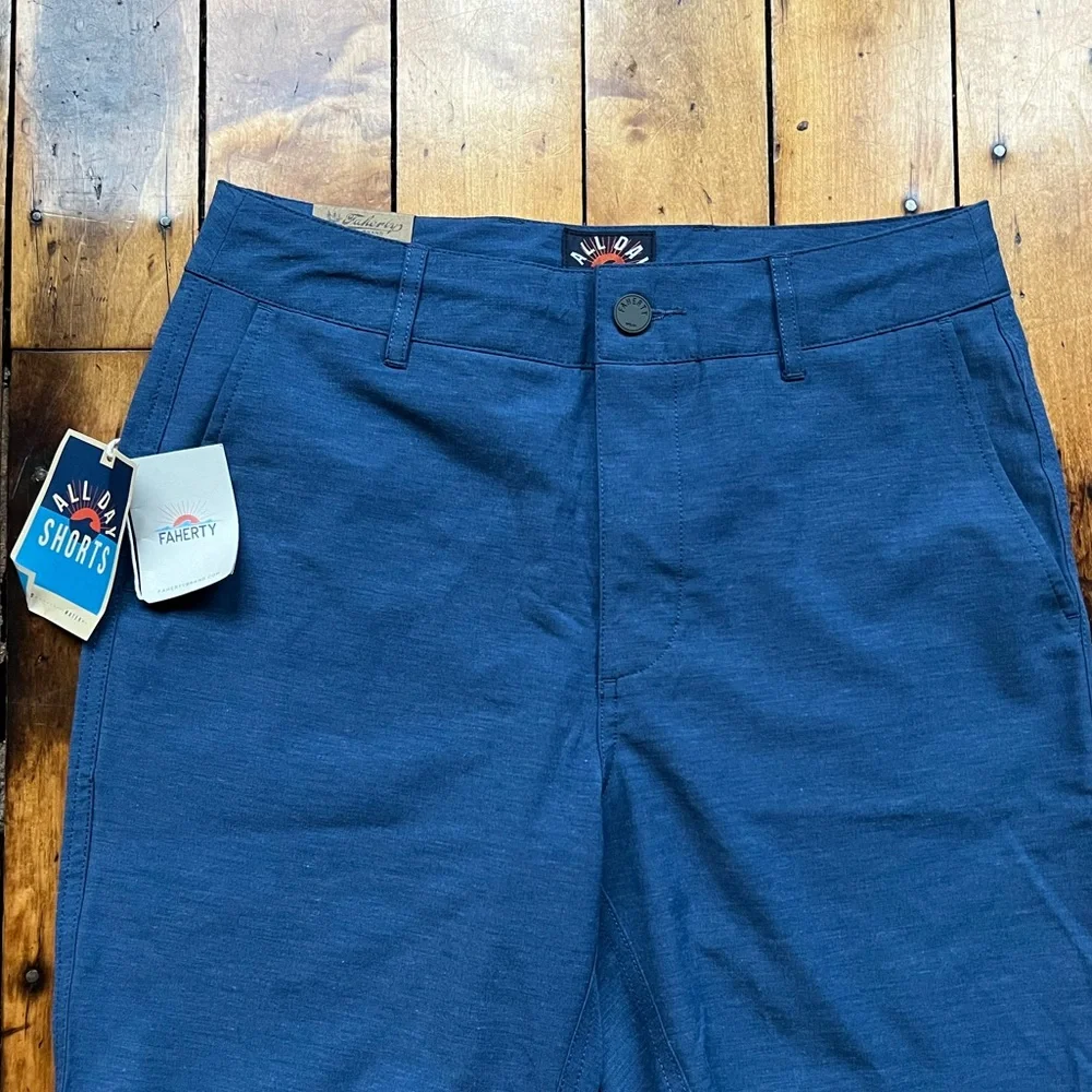 Faherty Brand NWT Men's 'All Day Shorts' Size 28 Performance Stretch New Blue